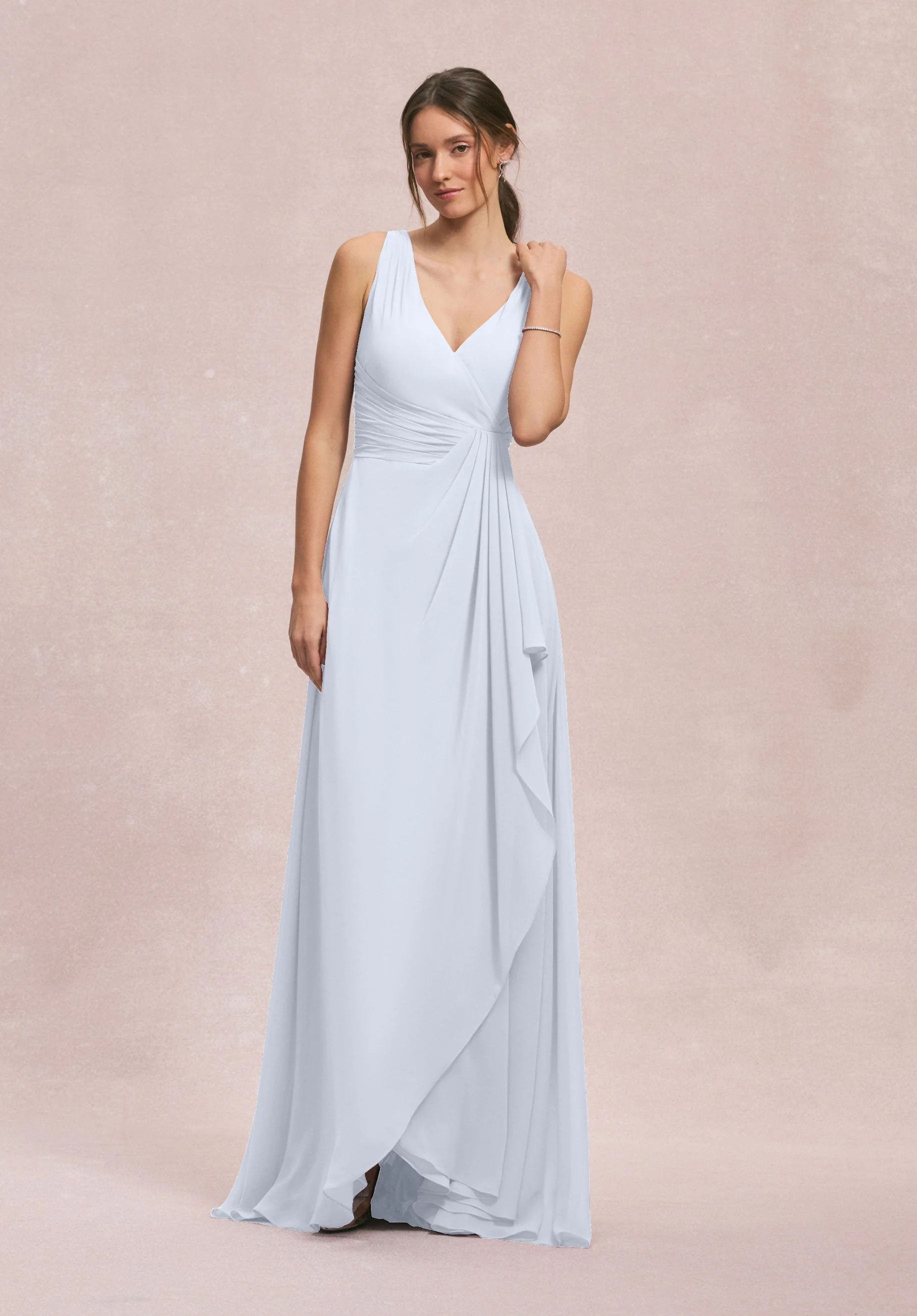V-Neck Chiffon Bridesmaid Dress with Cascading Ruffle - Image 34