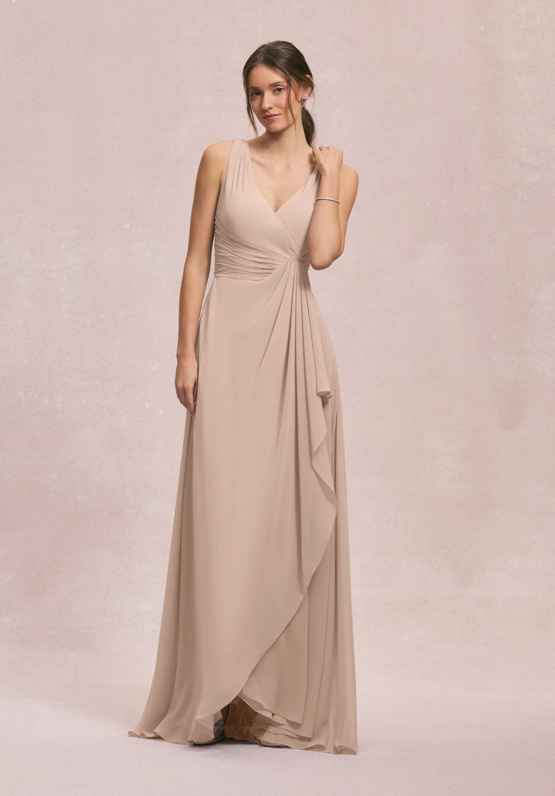 V-Neck Chiffon Bridesmaid Dress with Cascading Ruffle - Image 37