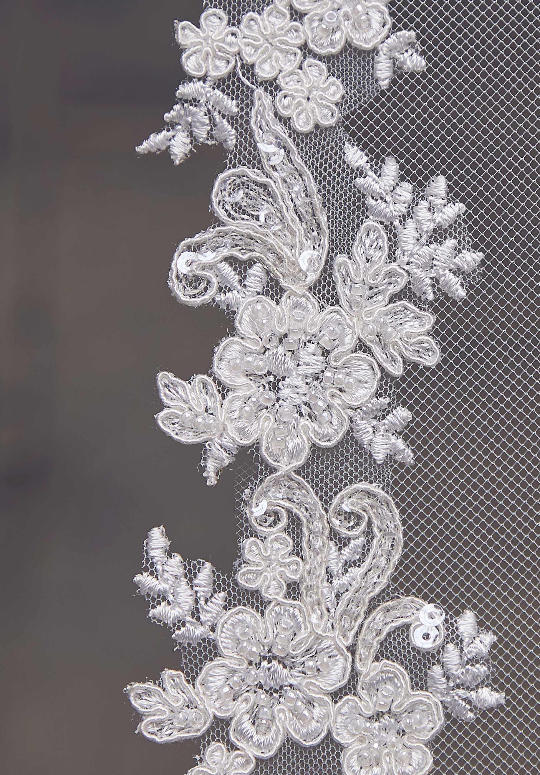 Veil Edged with Lace, Accented with Beads and Sequins - Image 2