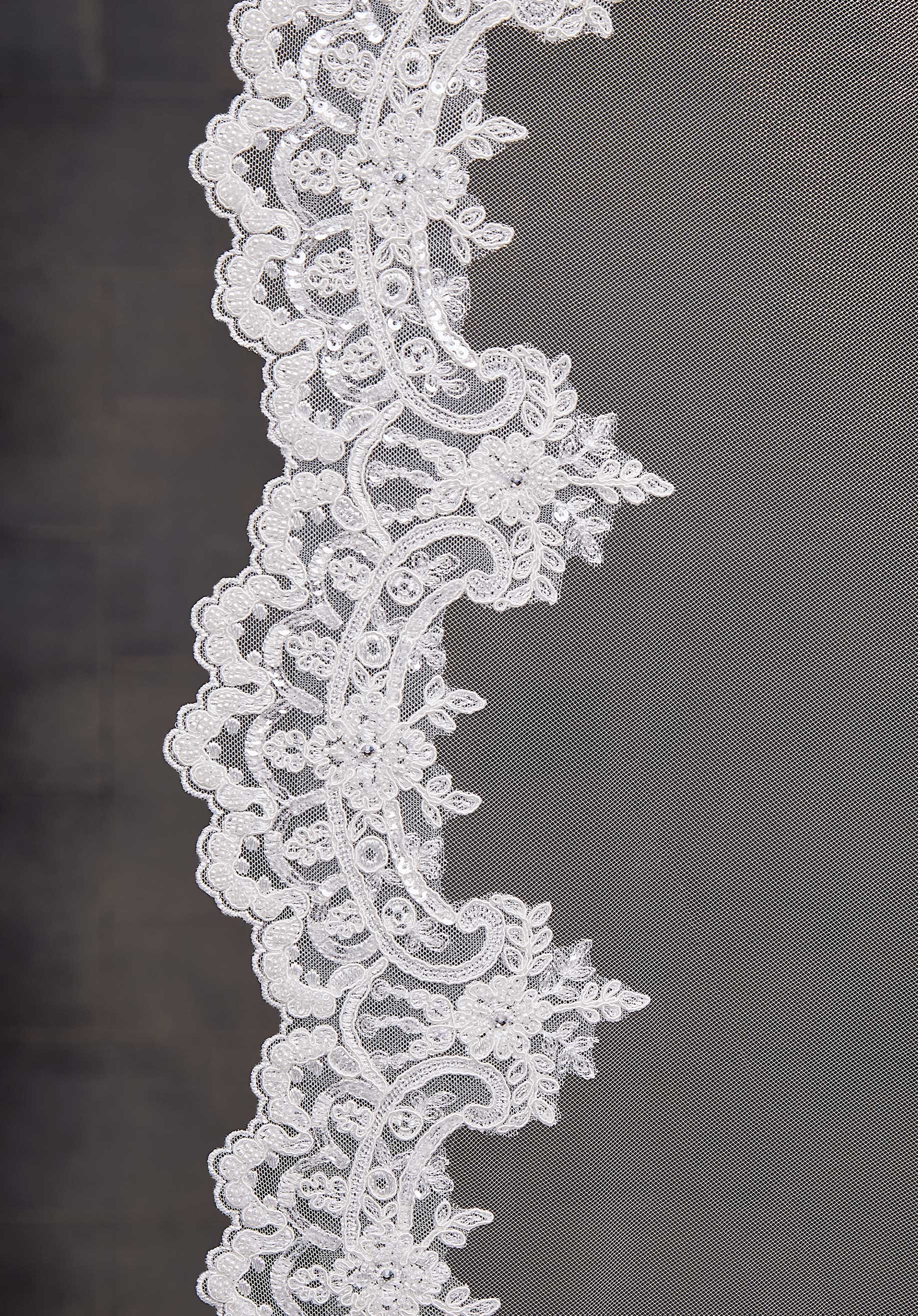 Veil Edged with Lace, Accented with Sequins and Rhinestones - Image 2