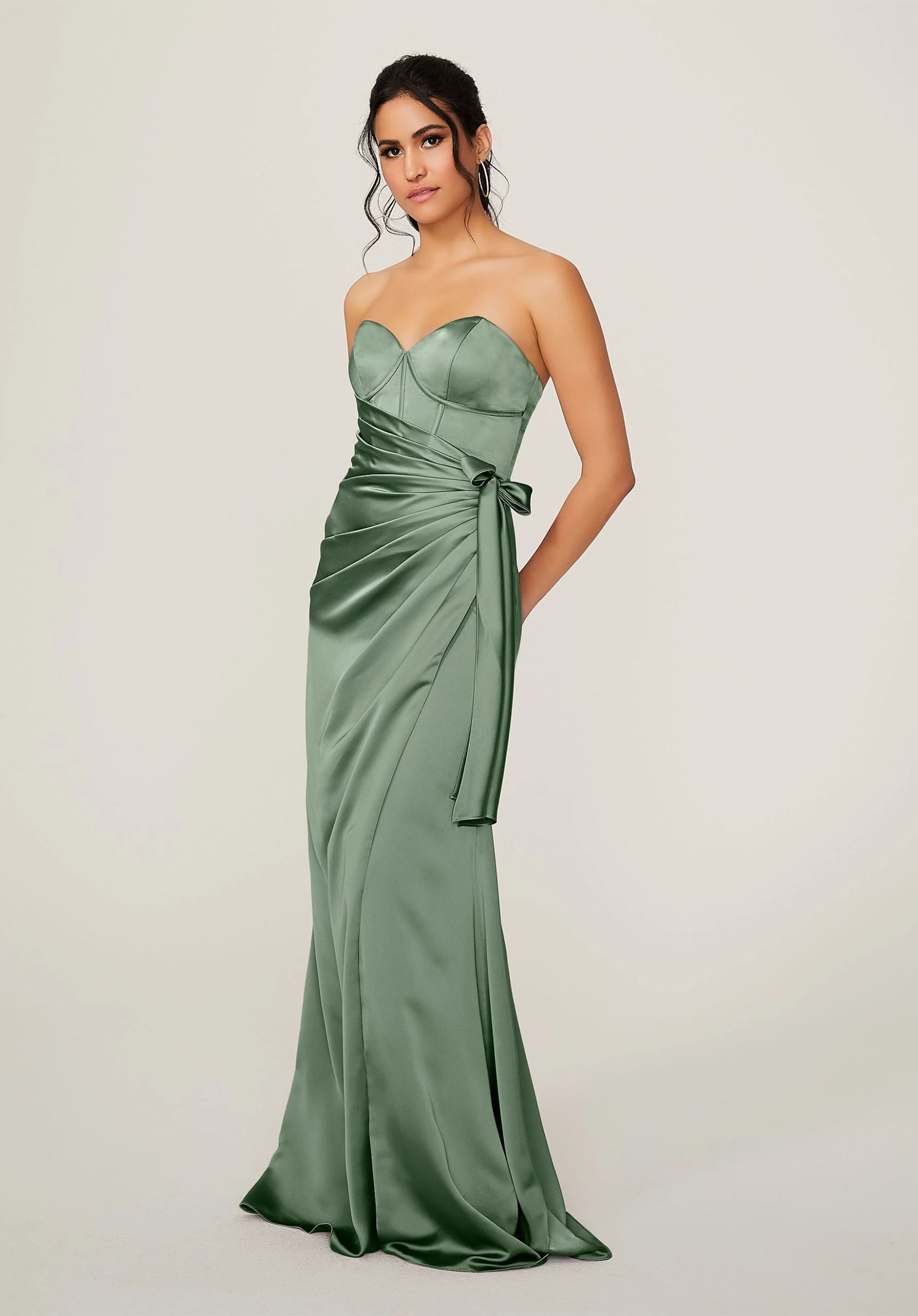 Wrap Skirt Silky Satin Bridesmaid Dress - Image 7