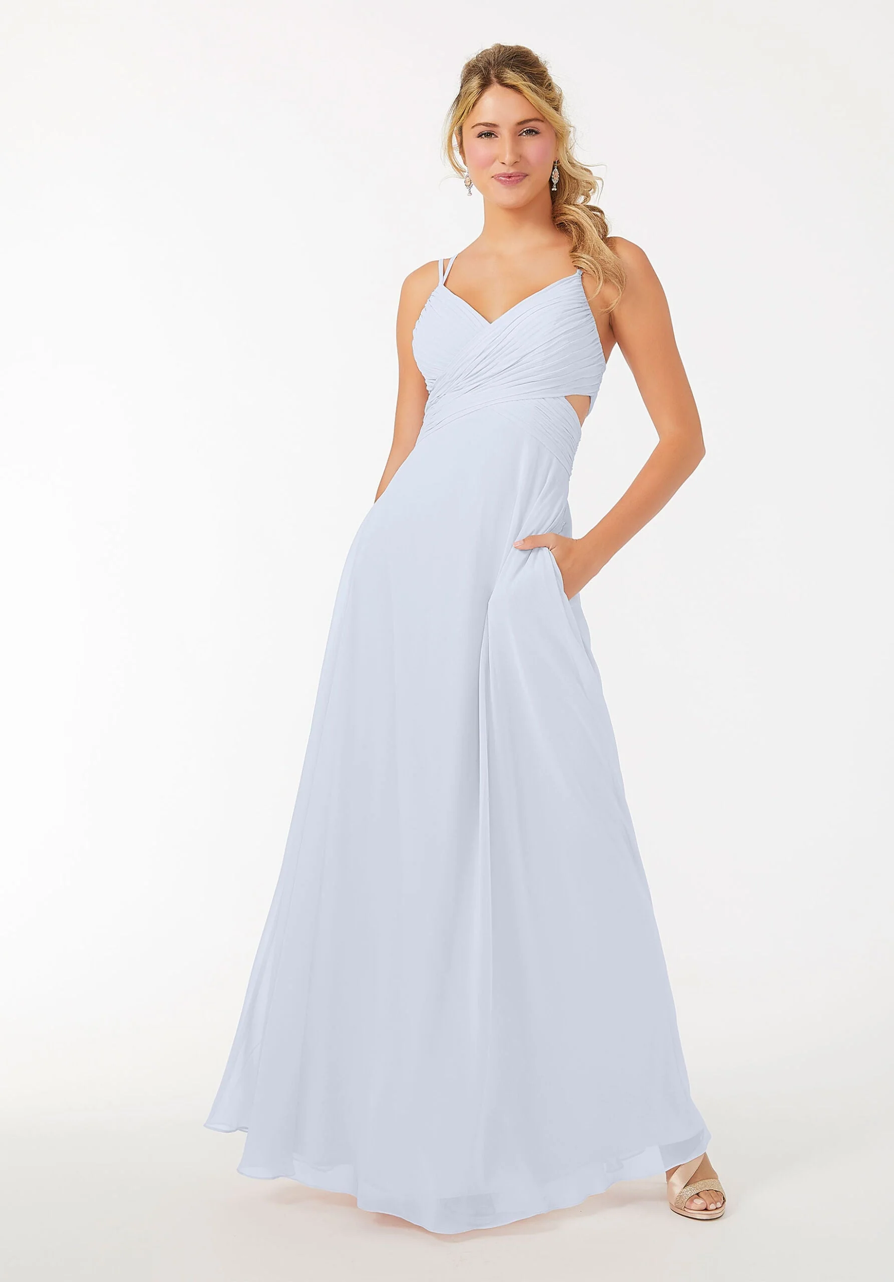 Wrapped Cutout Chiffon Bridesmaid Dress - Image 25