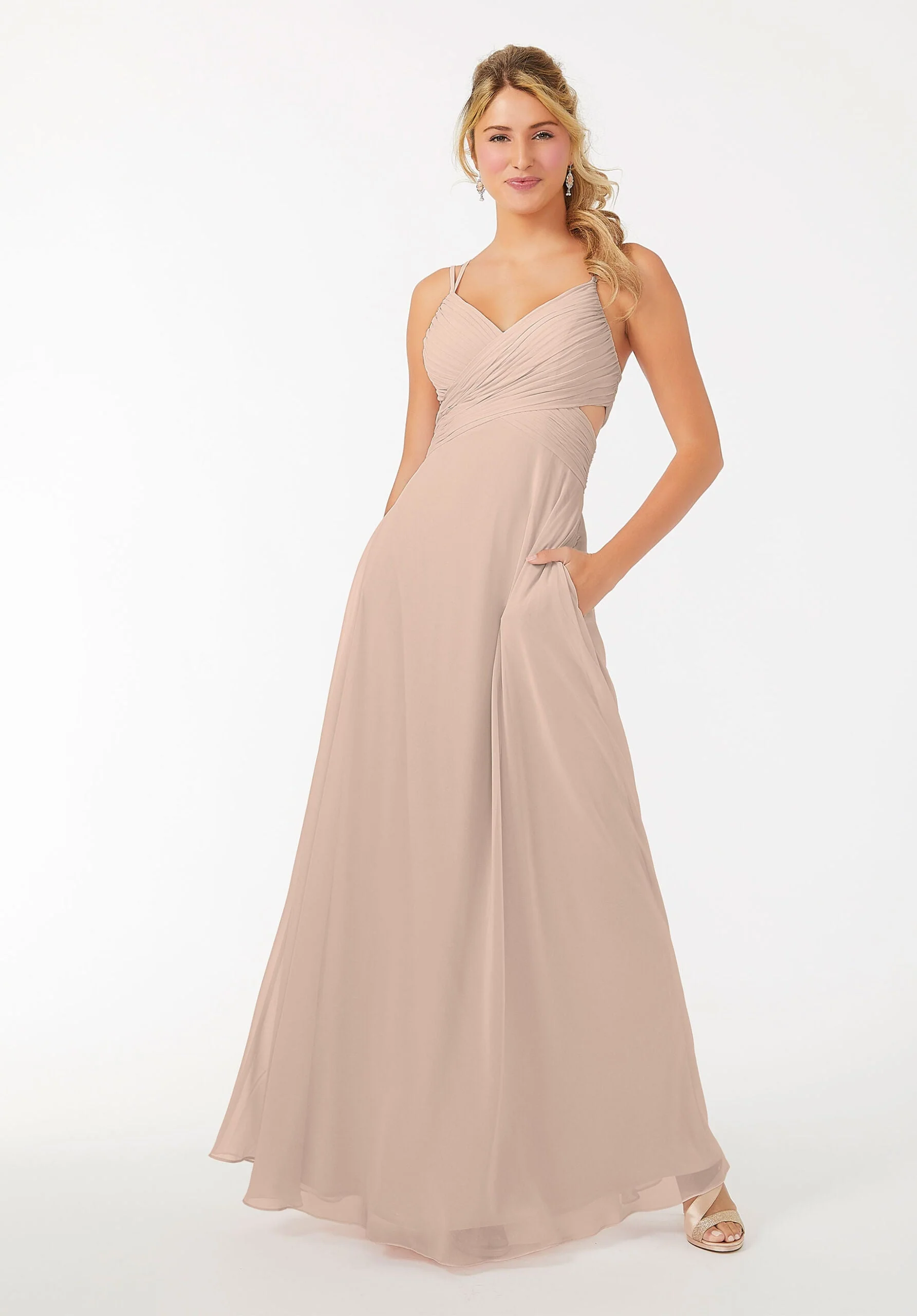 Wrapped Cutout Chiffon Bridesmaid Dress - Image 27