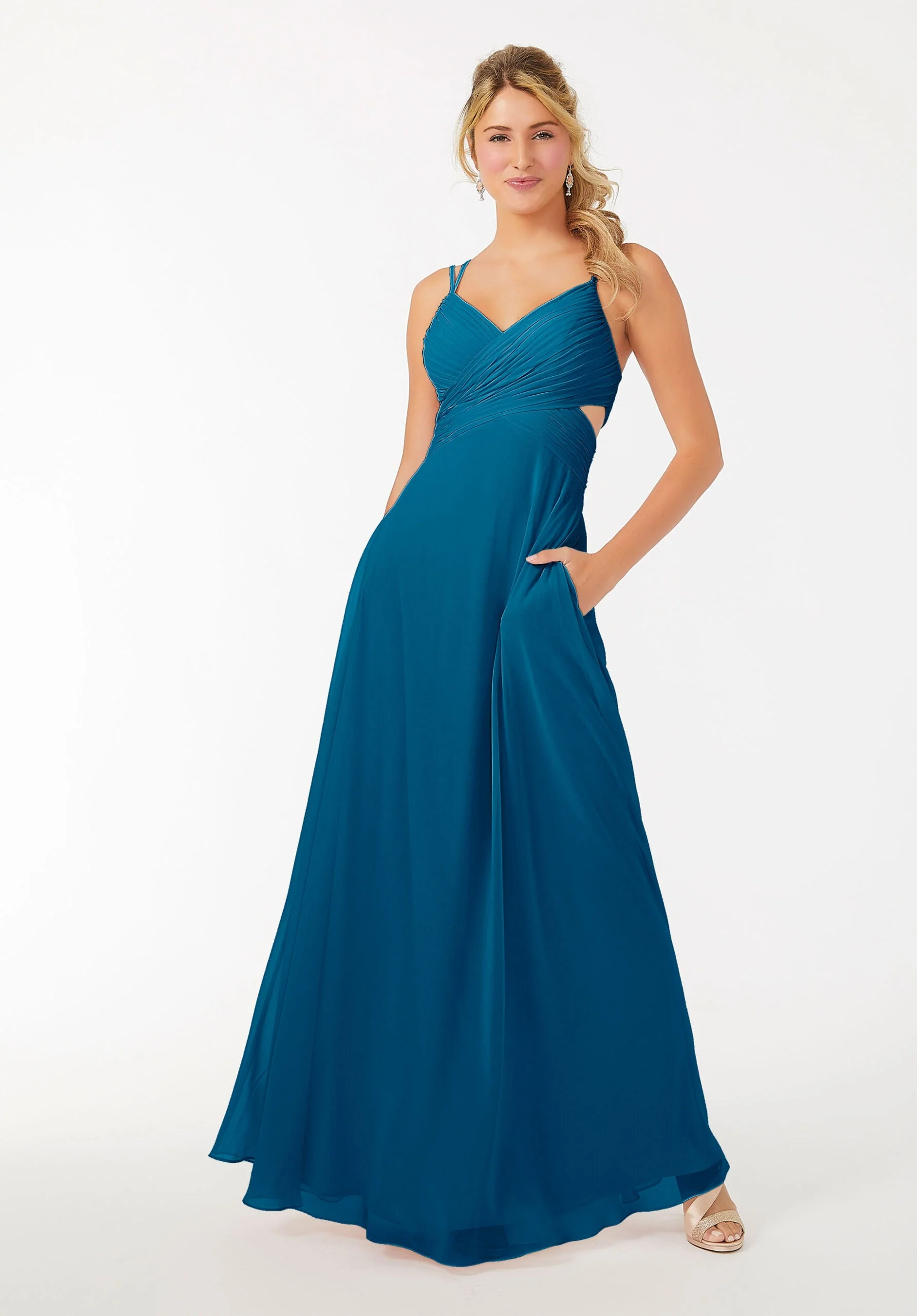 Wrapped Cutout Chiffon Bridesmaid Dress - Image 28