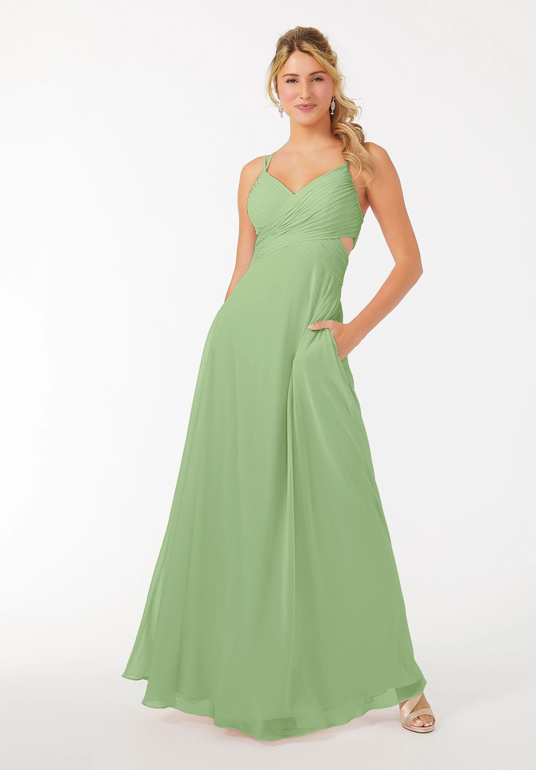 Wrapped Cutout Chiffon Bridesmaid Dress - Image 37