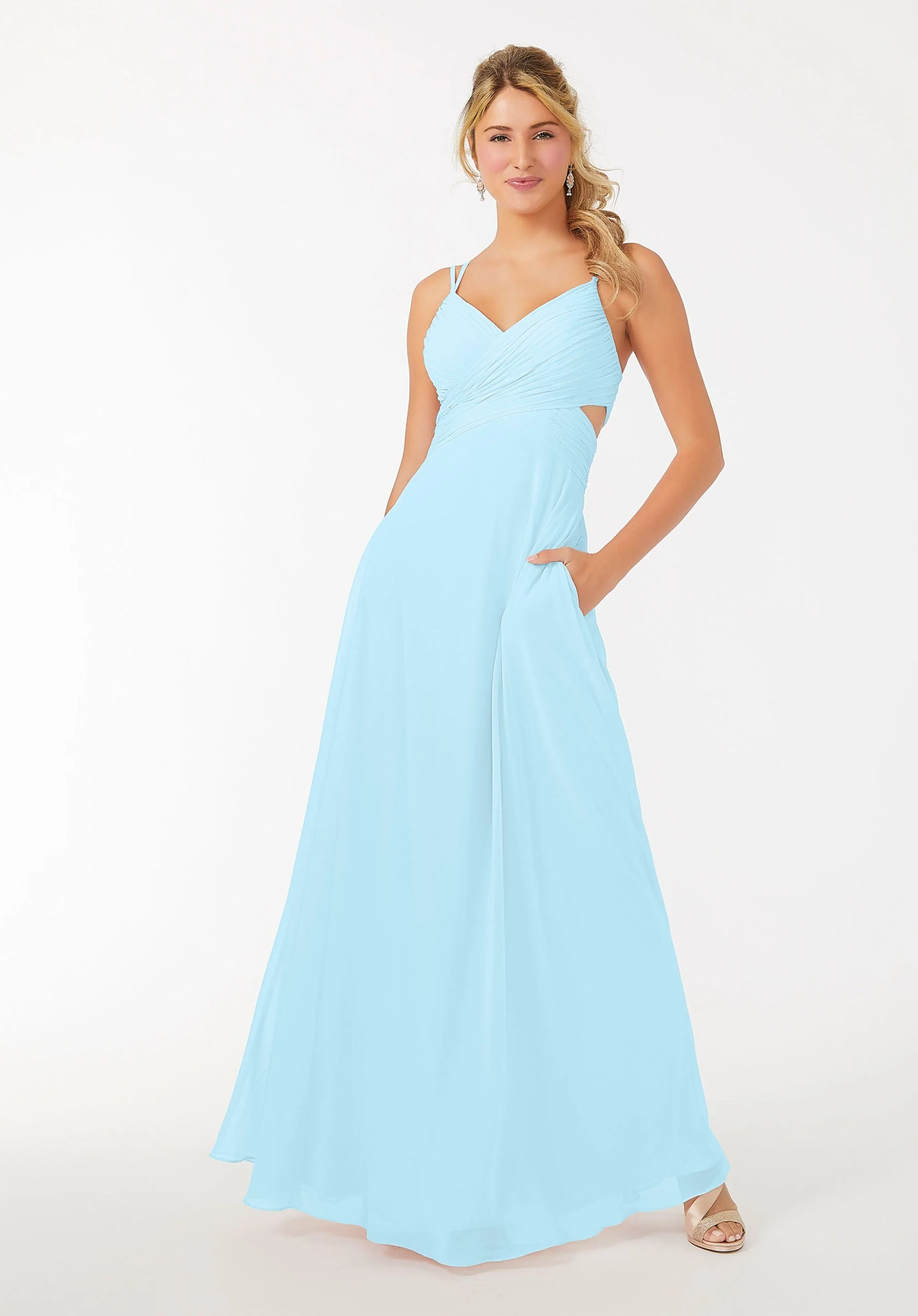 Wrapped Cutout Chiffon Bridesmaid Dress - Image 40