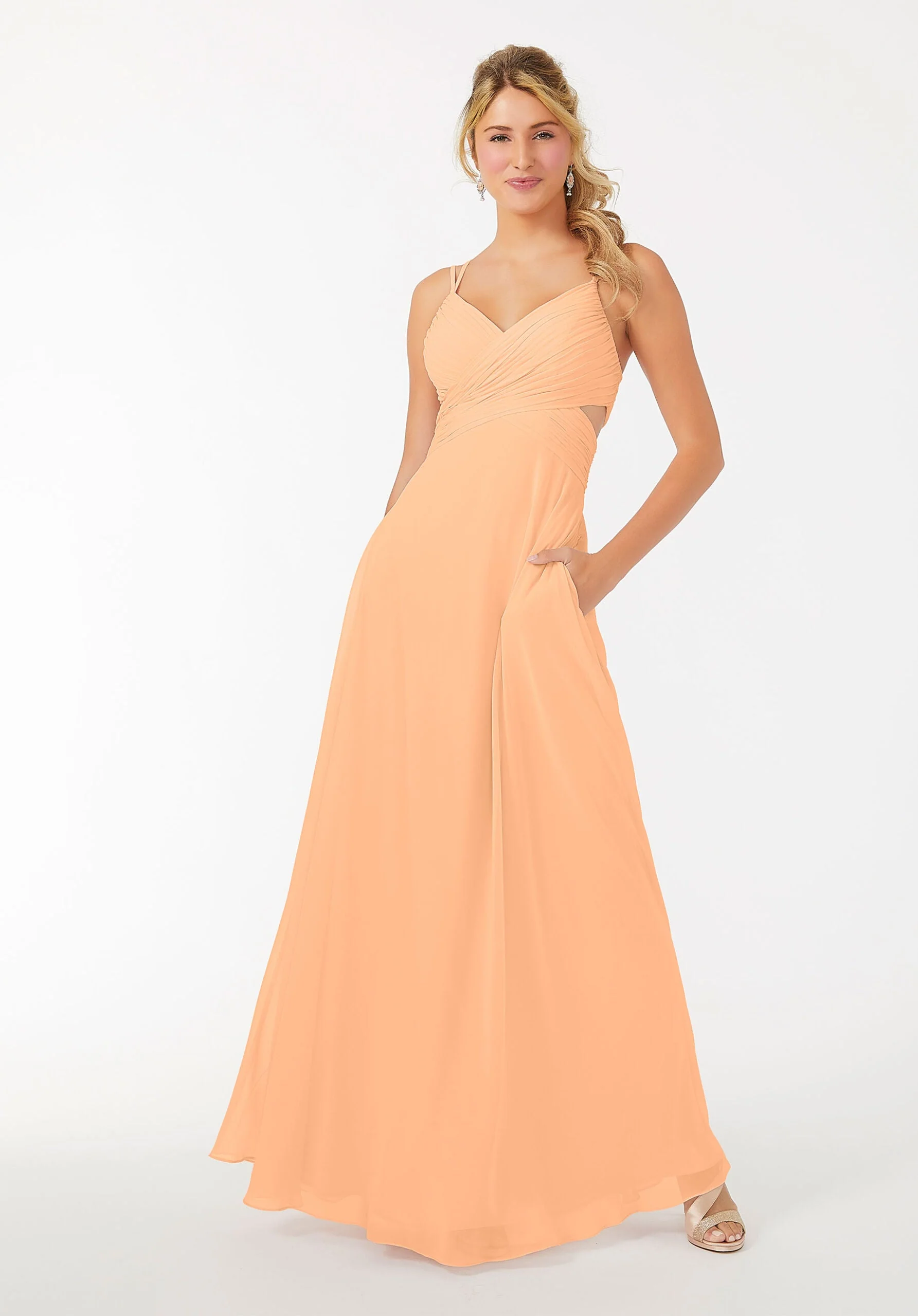 Wrapped Cutout Chiffon Bridesmaid Dress - Image 42