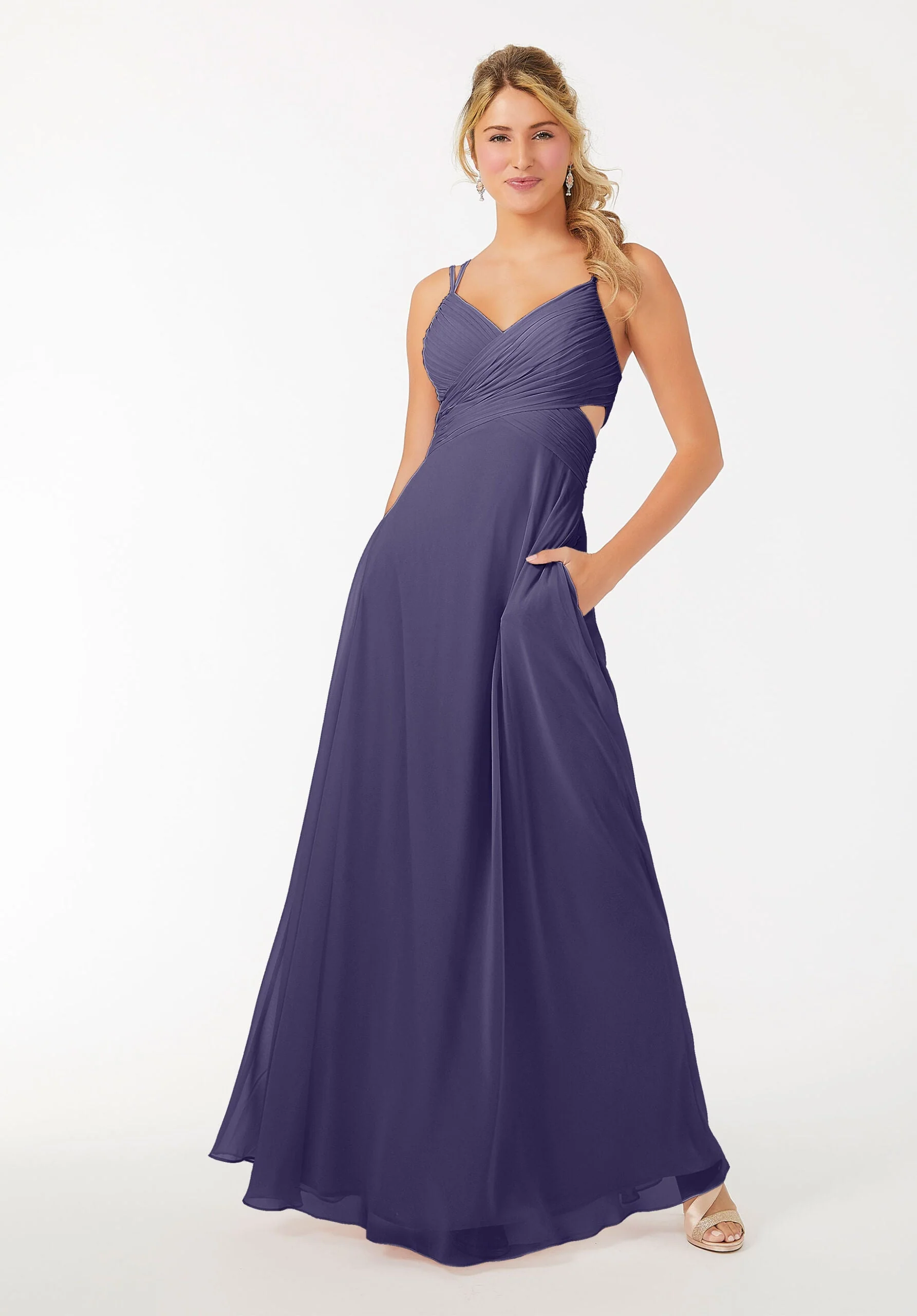 Wrapped Cutout Chiffon Bridesmaid Dress - Image 44