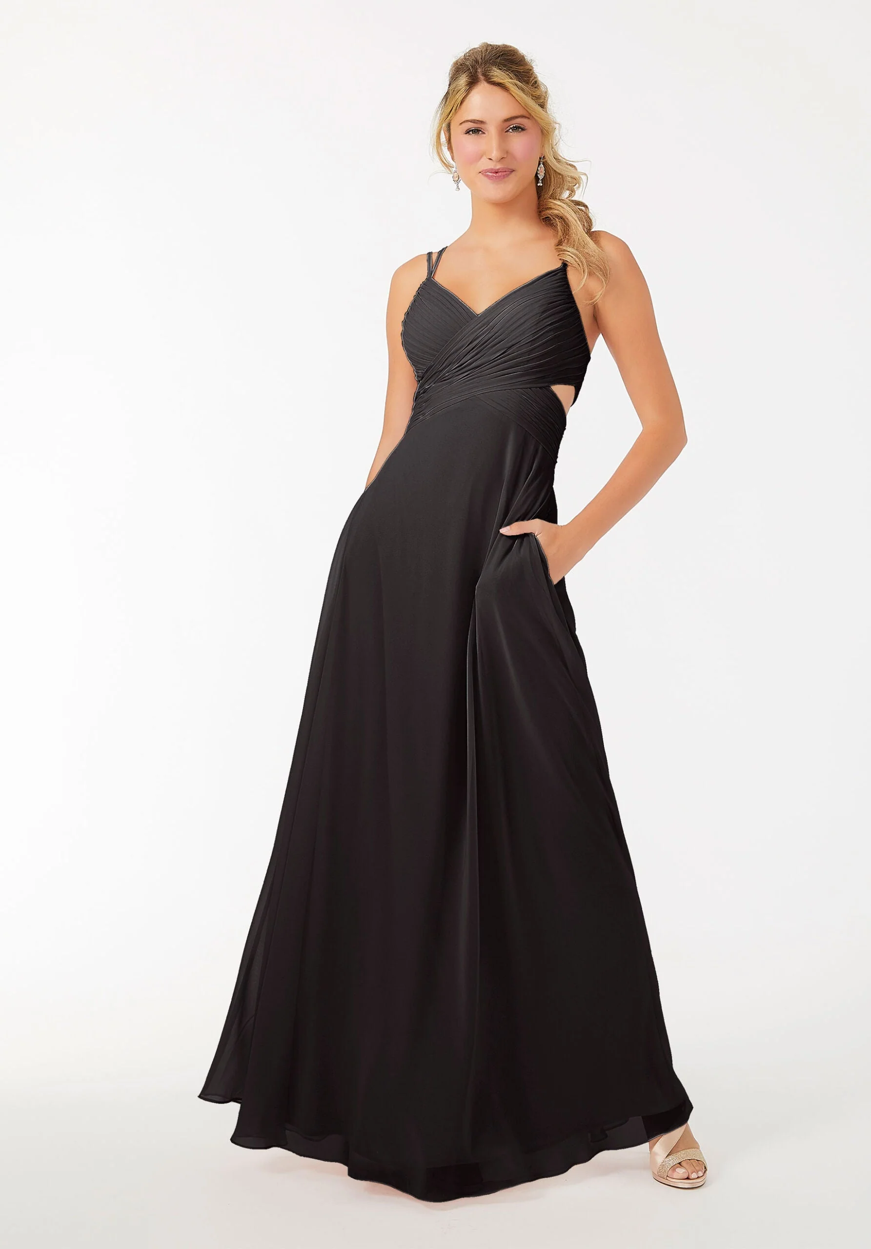 Wrapped Cutout Chiffon Bridesmaid Dress - Image 8
